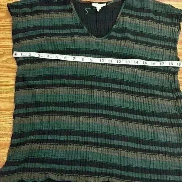 Eileen Fisher Boxy Loose V-Neck Cap Sleeve Top | Color: Black/Green | Size PM/PL - Picture 11 of 13